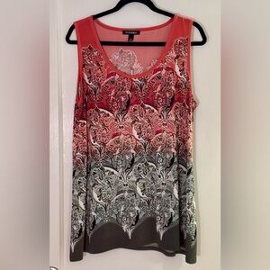 Roz & Ali Coral and Green Sleeveless Tank Top